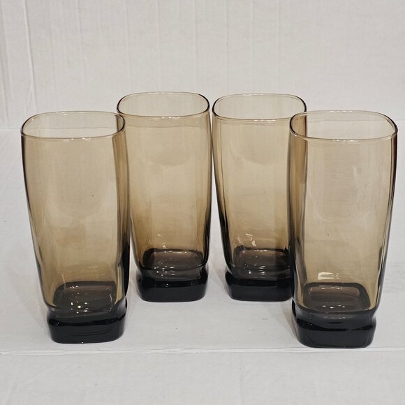 Libbey Other - 4 Libbey Carrington Smoke Cooler Glasses 17oz square beveled base 6" glassware 2